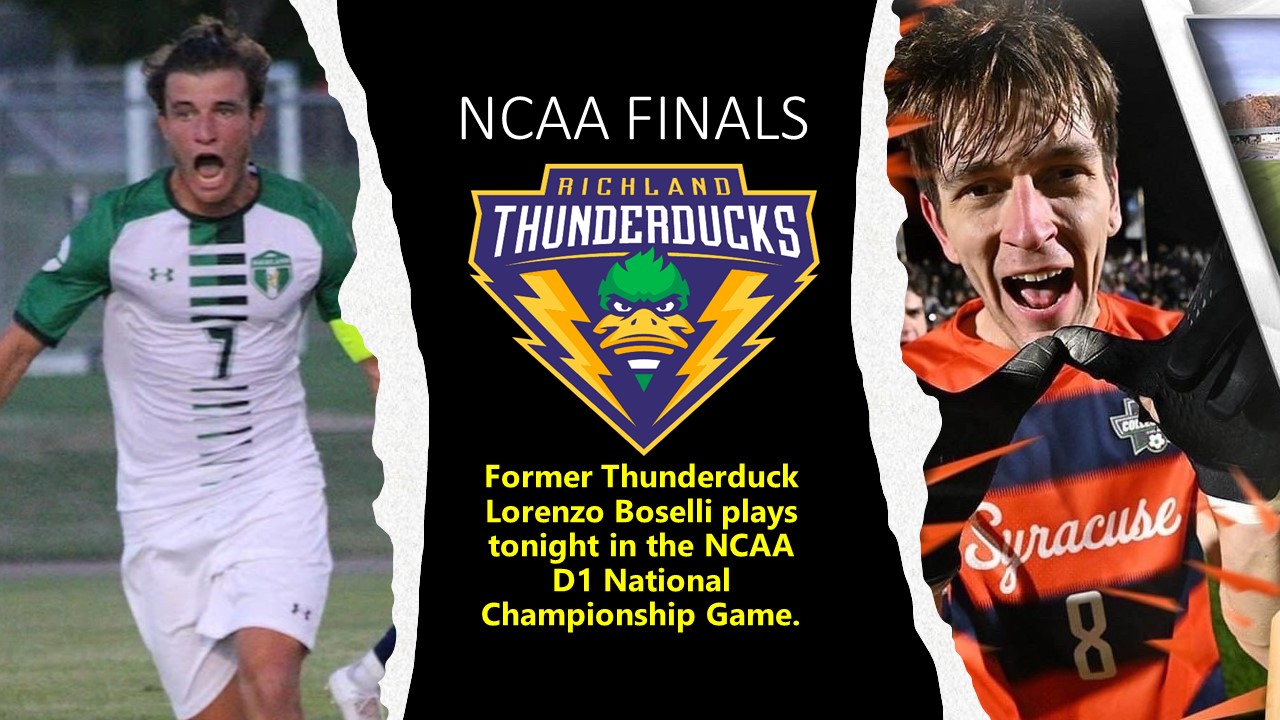 Former Thunderduck Lorenzo Boselli plays tonight in the NCAA D1 National Championship Soccer game.